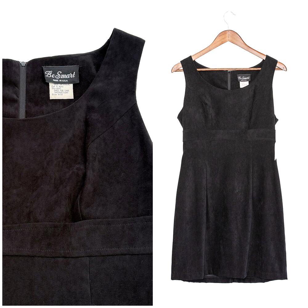 Be Smart Y2K Mini Dress NWT Juniors 9/10 Black Faux Suede Mall Goth Babydoll